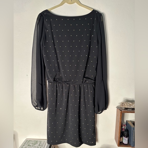 White House Black Market Dress with Gold Studs and Sheer Sleeves Size 2 - Picture 1 of 7